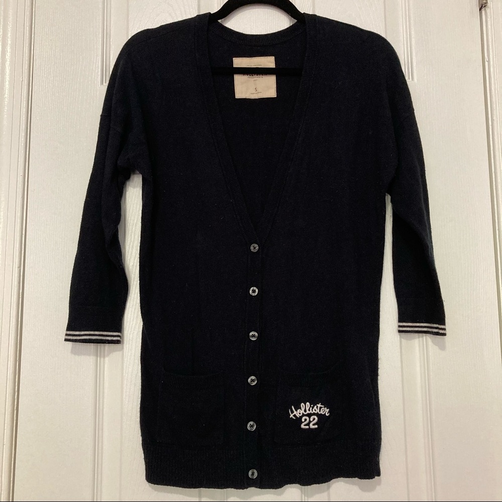 Hollister V-Neck 3/4 Navy Cardigan